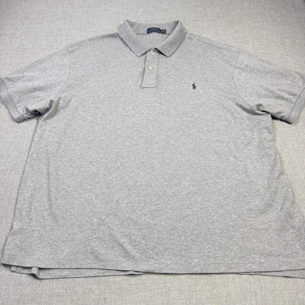Polo Ralph Lauren Polo Shirt Mens Big 3XB Gray Cotton Jersey Embroidered Casual